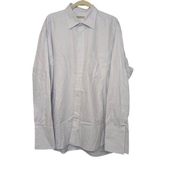 BURBERRY London Button Down Cotton Designer Dress Shirt White Blue